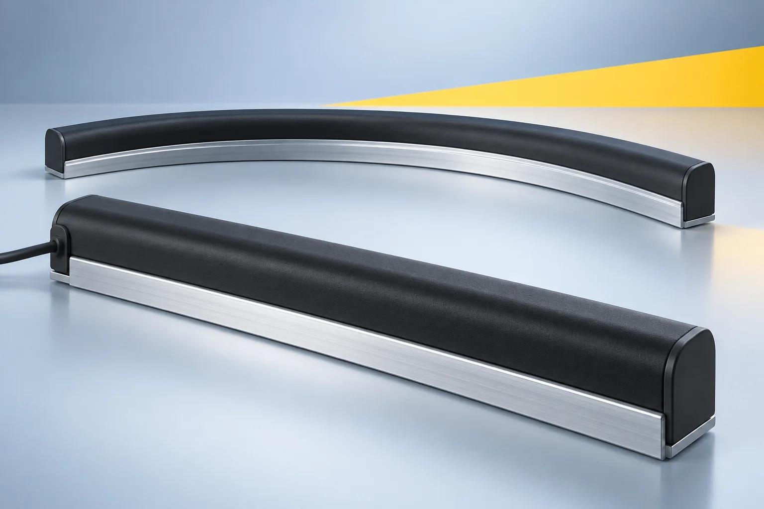 Concept illustration of contact edges on industrial moving equipment, not a model-specific product photograph