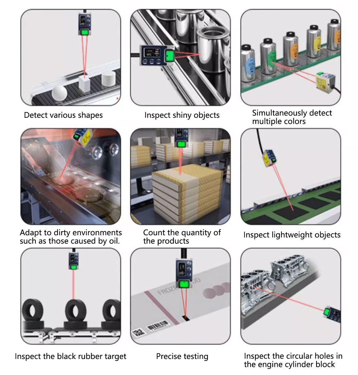 Application case examples for DAIDISIKE laser distance sensors in factory automation