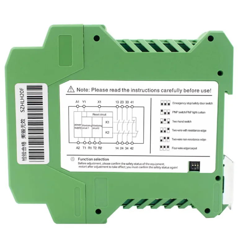 DQSRN side label showing the internal monitoring circuit and DIP-switch function selection table