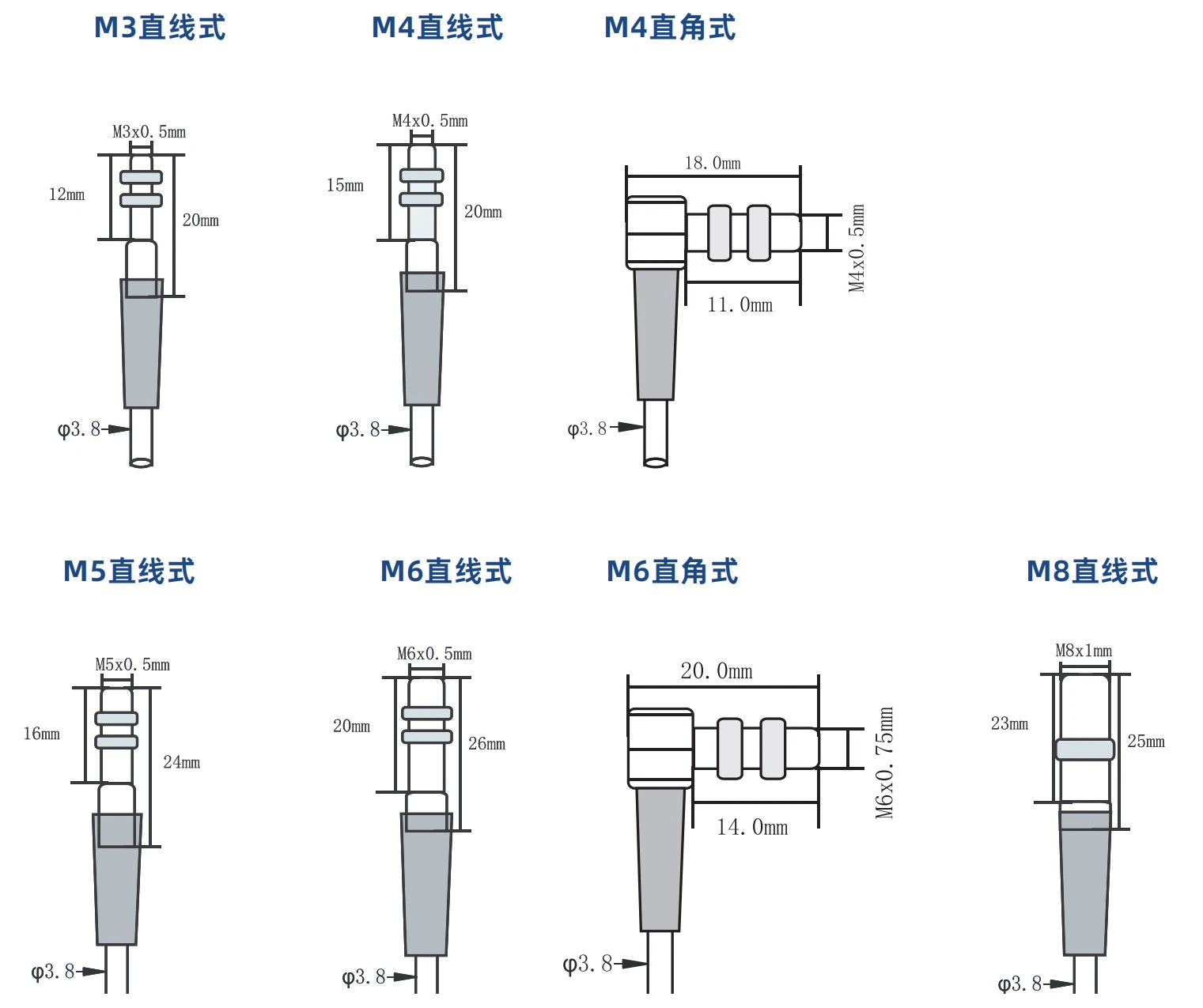 DS right-angle laser through-beam switch dimension drawing
