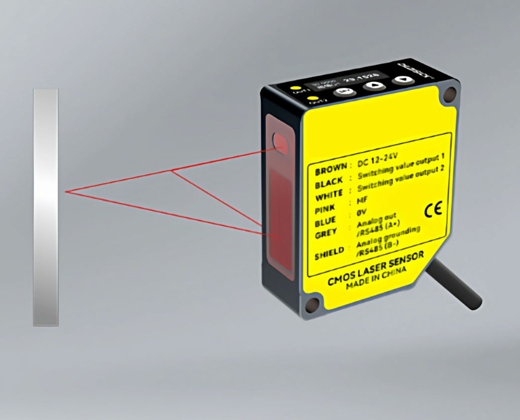 GDK laser displacement sensor measuring a target by triangulation
